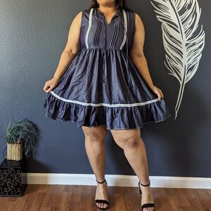 Maison Tara Navy Babydoll Dress
